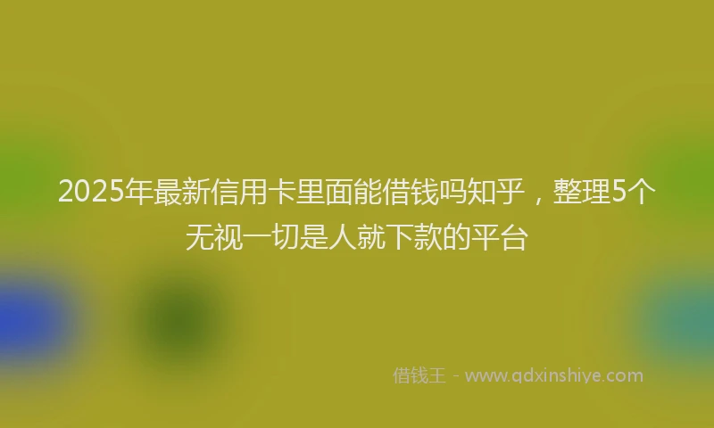 2025年最新信用卡里面能借钱吗知乎，整理5个无视一切是人就下款的平台