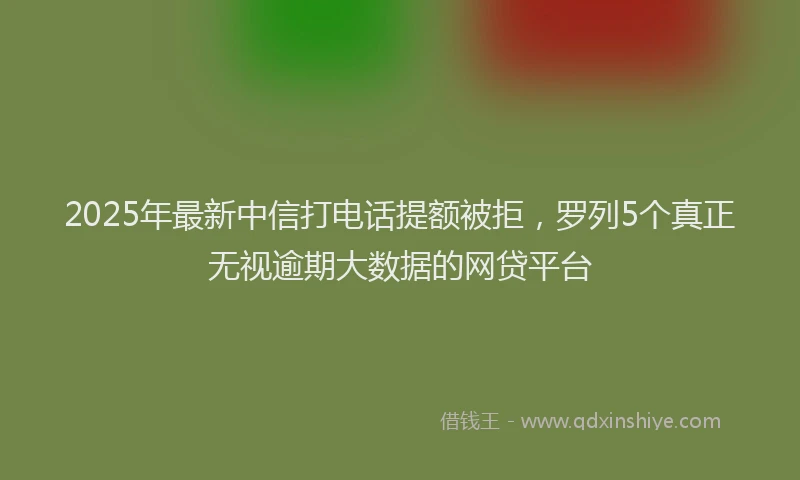 2025年最新中信打电话提额被拒，罗列5个真正无视逾期大数据的网贷平台