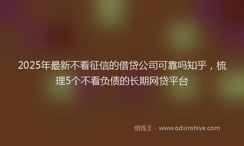 2025年最新不看征信的借贷公司可靠吗知乎，梳理5个不看负债的长期网贷平台