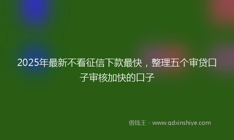 2025年最新不看征信下款最快，整理五个审贷口子审核加快的口子