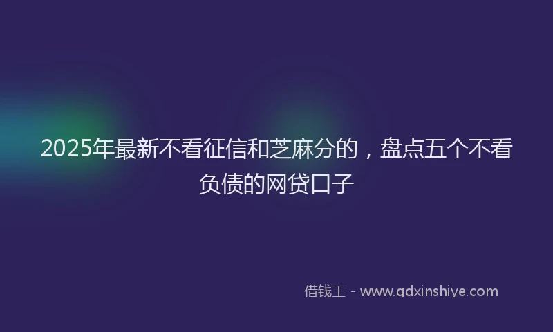 2025年最新不看征信和芝麻分的，盘点五个不看负债的网贷口子