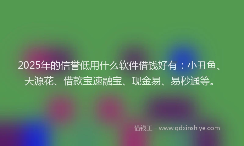 2025年的信誉低用什么软件借钱好有：小丑鱼、天源花、借款宝速融宝、现金易、易秒通等。