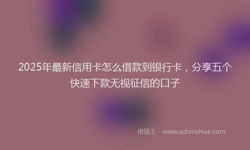 2025年最新信用卡怎么借款到银行卡，分享五个快速下款无视征信的口子