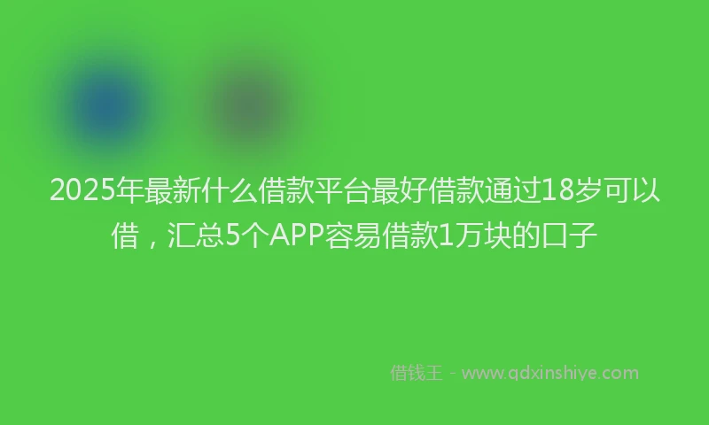 2025年最新什么借款平台最好借款通过18岁可以借，汇总5个APP容易借款1万块的口子