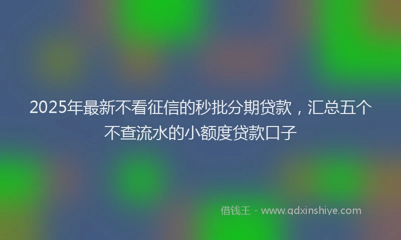 2025年最新不看征信的秒批分期贷款，汇总五个不查流水的小额度贷款口子