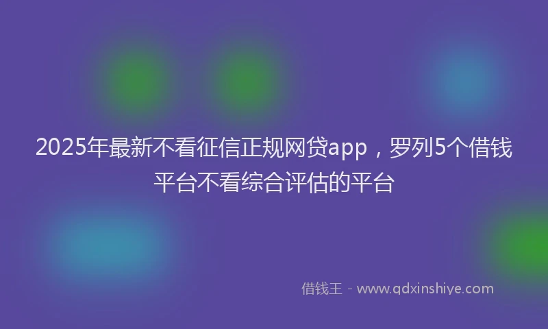 2025年最新不看征信正规网贷app，罗列5个借钱平台不看综合评估的平台