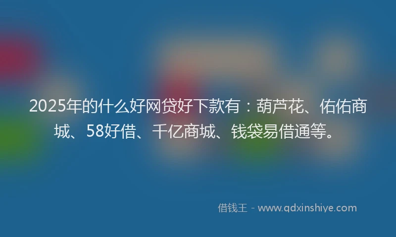 2025年的什么好网贷好下款有：葫芦花、佑佑商城、58好借、千亿商城、钱袋易借通等。