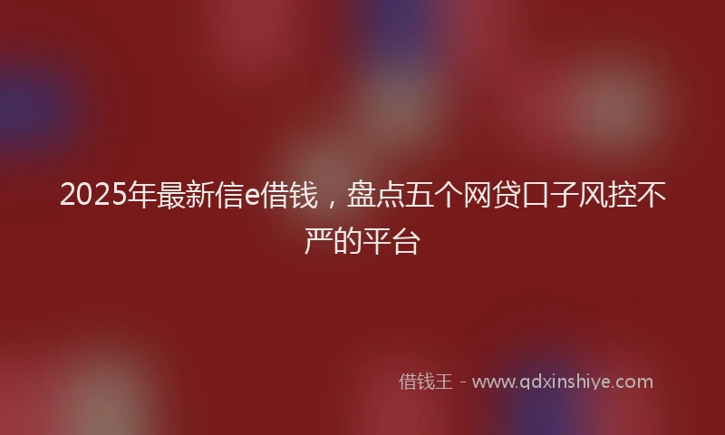 2025年最新信e借钱，盘点五个网贷口子风控不严的平台