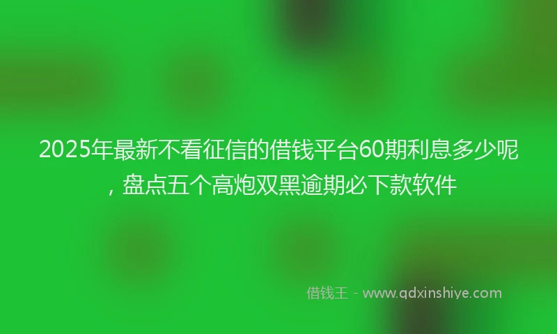 2025年最新不看征信的借钱平台60期利息多少呢，盘点五个高炮双黑逾期必下款软件
