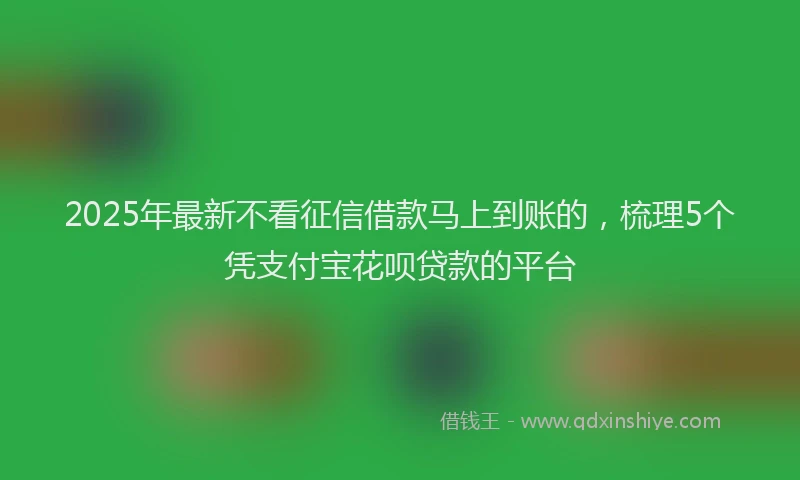 2025年最新不看征信借款马上到账的，梳理5个凭支付宝花呗贷款的平台