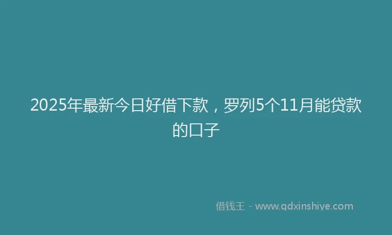 2025年最新今日好借下款，罗列5个11月能贷款的口子