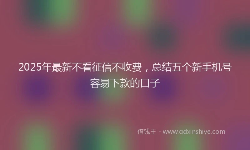 2025年最新不看征信不收费，总结五个新手机号容易下款的口子