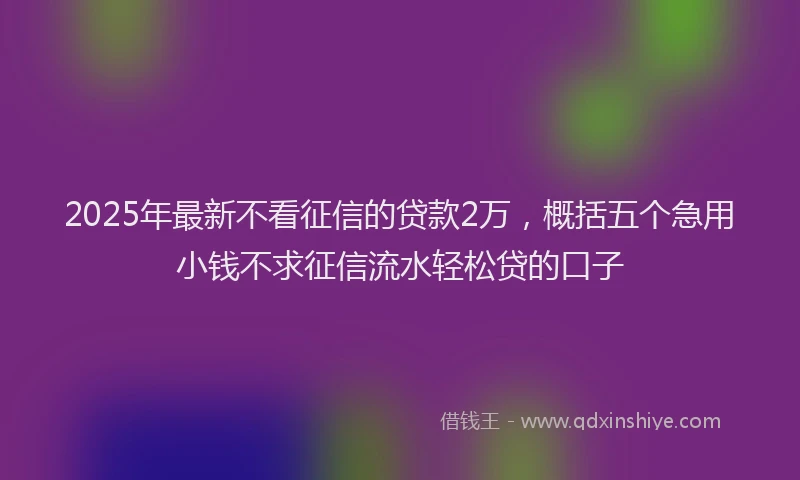 2025年最新不看征信的贷款2万，概括五个急用小钱不求征信流水轻松贷的口子
