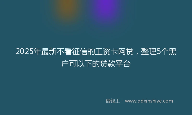 2025年最新不看征信的工资卡网贷，整理5个黑户可以下的贷款平台