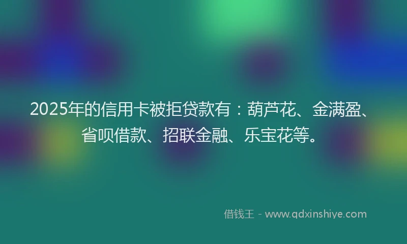2025年的信用卡被拒贷款有：葫芦花、金满盈、省呗借款、招联金融、乐宝花等。