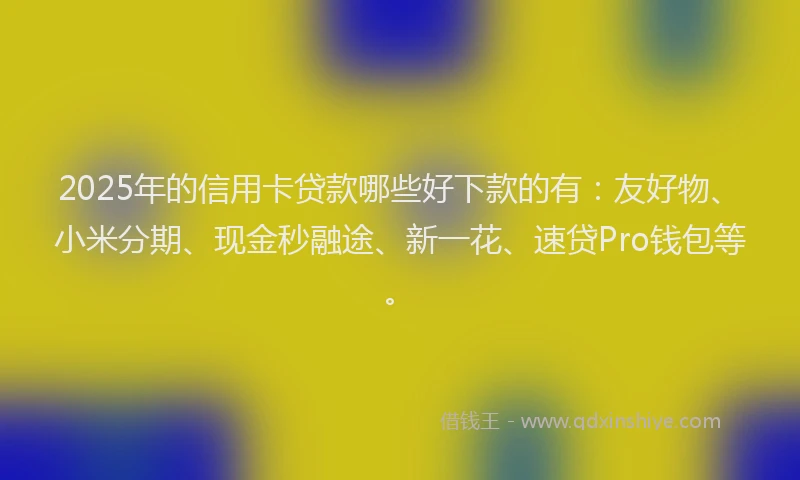 2025年的信用卡贷款哪些好下款的有：友好物、小米分期、现金秒融途、新一花、速贷Pro钱包等。