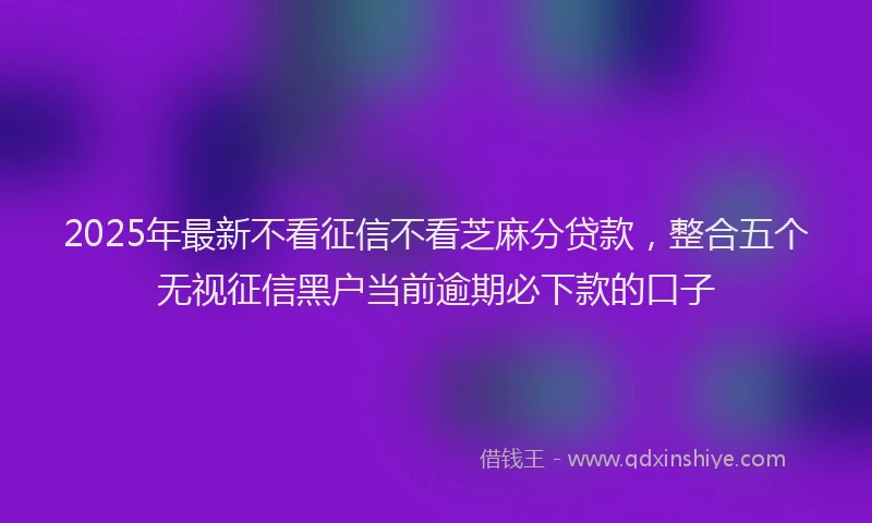 2025年最新不看征信不看芝麻分贷款，整合五个无视征信黑户当前逾期必下款的口子