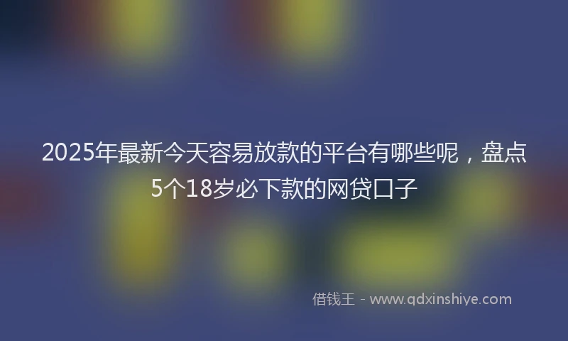 2025年最新今天容易放款的平台有哪些呢，盘点5个18岁必下款的网贷口子