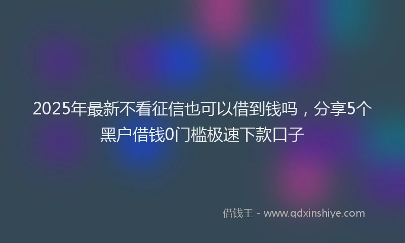 2025年最新不看征信也可以借到钱吗，分享5个黑户借钱0门槛极速下款口子