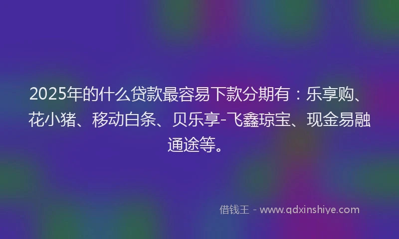 2025年的什么贷款最容易下款分期有：乐享购、花小猪、移动白条、贝乐享-飞鑫琼宝、现金易融通途等。