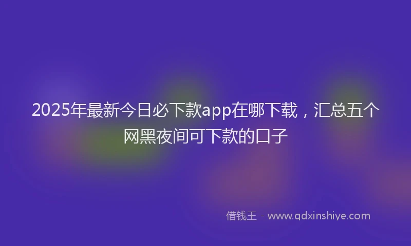 2025年最新今日必下款app在哪下载，汇总五个网黑夜间可下款的口子