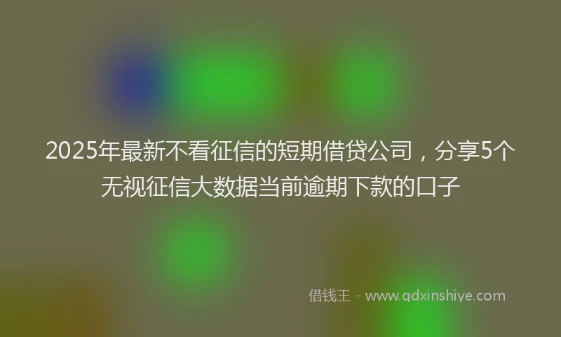 2025年最新不看征信的短期借贷公司，分享5个无视征信大数据当前逾期下款的口子