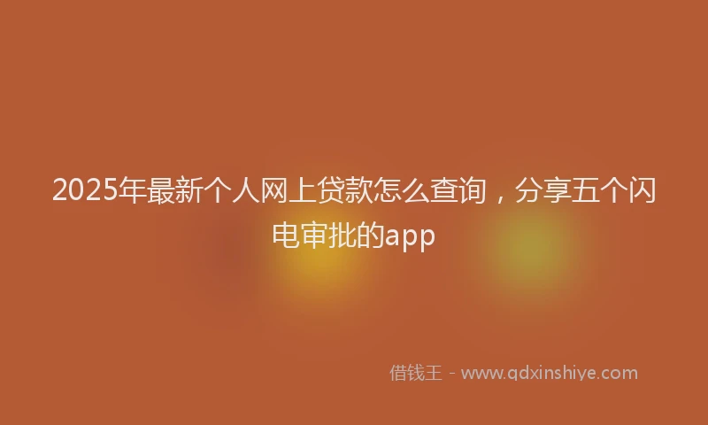 2025年最新个人网上贷款怎么查询，分享五个闪电审批的app