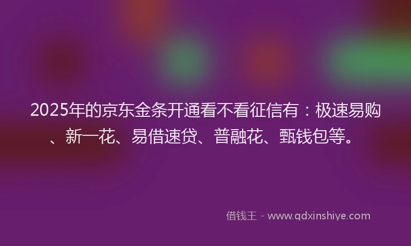 2025年的京东金条开通看不看征信有：极速易购、新一花、易借速贷、普融花、甄钱包等。