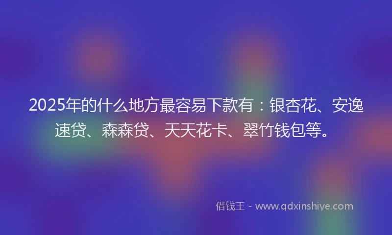 2025年的什么地方最容易下款有：银杏花、安逸速贷、森森贷、天天花卡、翠竹钱包等。