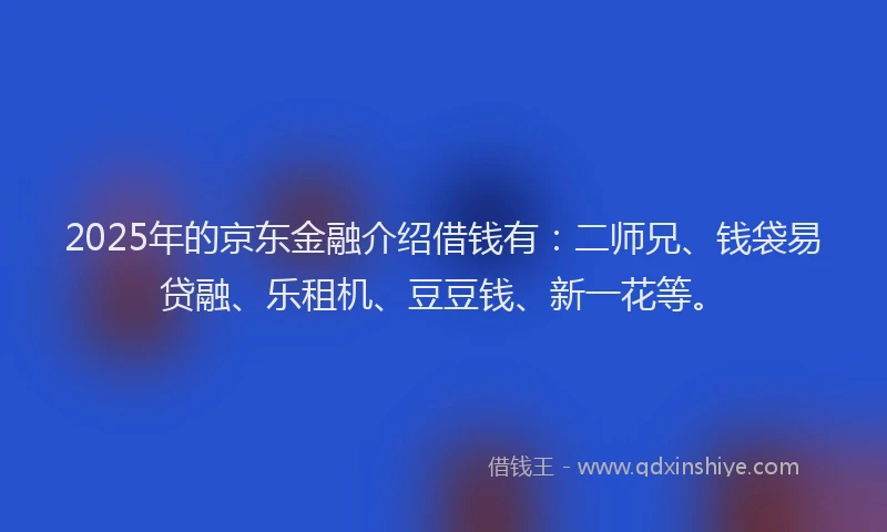 2025年的京东金融介绍借钱有：二师兄、钱袋易贷融、乐租机、豆豆钱、新一花等。