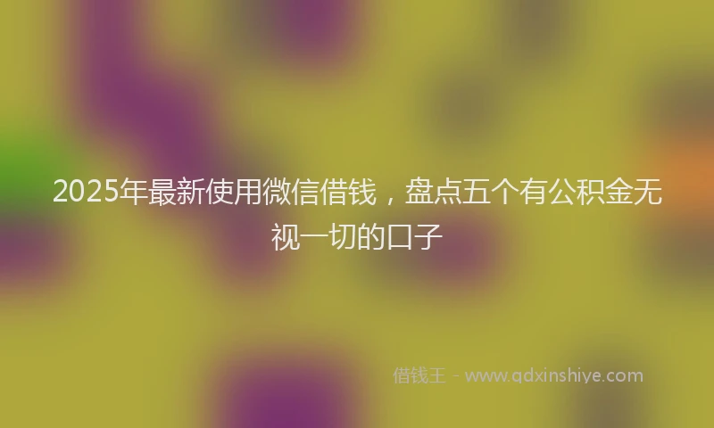 2025年最新使用微信借钱，盘点五个有公积金无视一切的口子