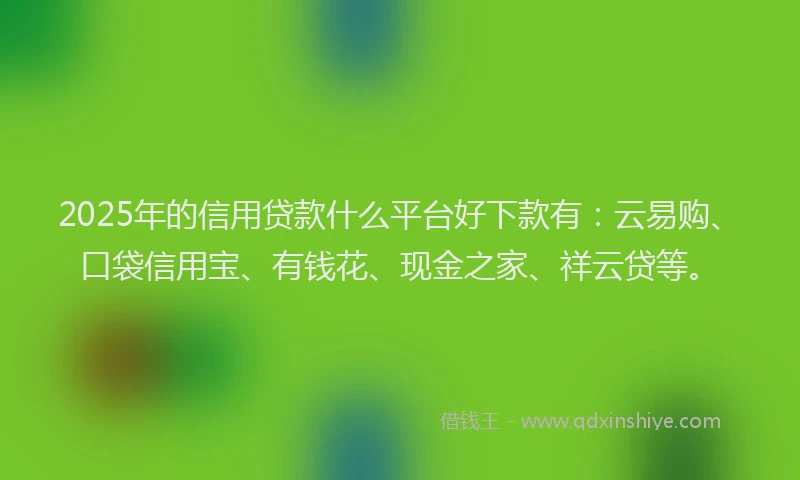 2025年的信用贷款什么平台好下款有：云易购、口袋信用宝、有钱花、现金之家、祥云贷等。