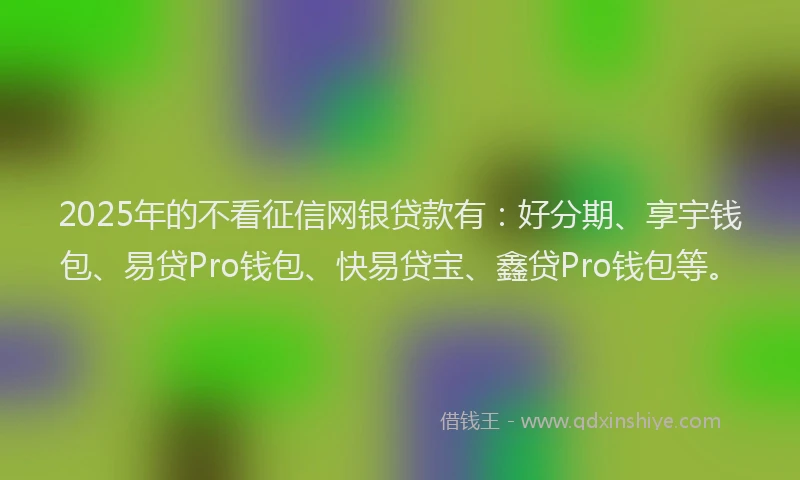 2025年的不看征信网银贷款有：好分期、享宇钱包、易贷Pro钱包、快易贷宝、鑫贷Pro钱包等。
