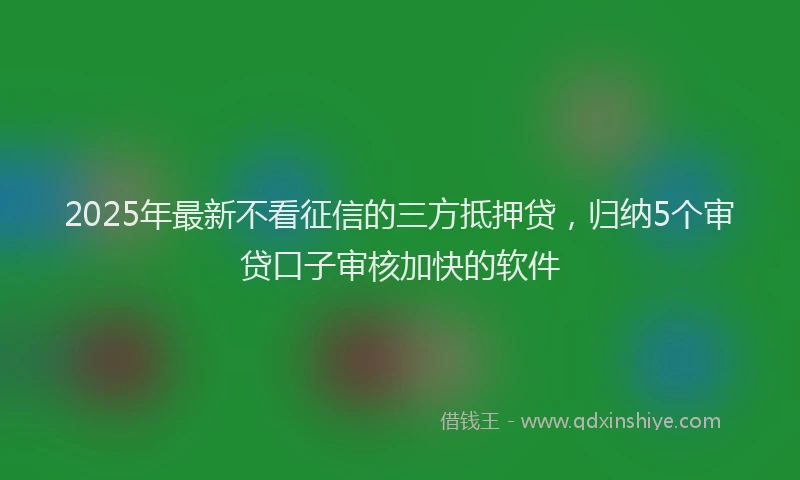 2025年最新不看征信的三方抵押贷，归纳5个审贷口子审核加快的软件