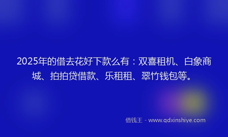 2025年的借去花好下款么有：双喜租机、白象商城、拍拍贷借款、乐租租、翠竹钱包等。