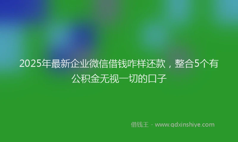 2025年最新企业微信借钱咋样还款，整合5个有公积金无视一切的口子