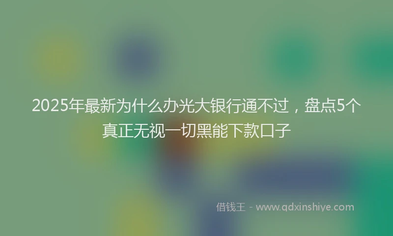 2025年最新为什么办光大银行通不过，盘点5个真正无视一切黑能下款口子