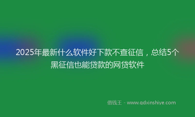2025年最新什么软件好下款不查征信，总结5个黑征信也能贷款的网贷软件