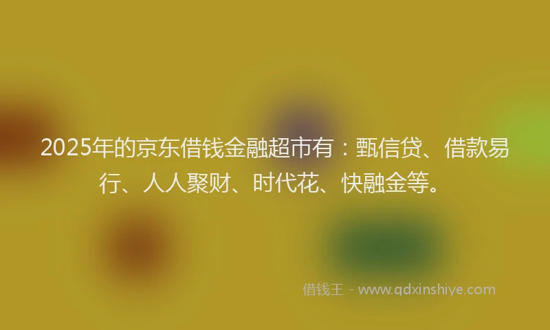 2025年的京东借钱金融超市有：甄信贷、借款易行、人人聚财、时代花、快融金等。