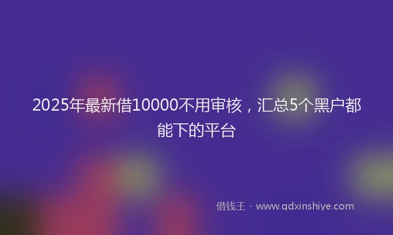2025年最新借10000不用审核，汇总5个黑户都能下的平台