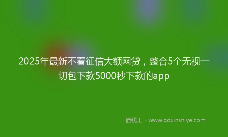2025年最新不看征信大额网贷，整合5个无视一切包下款5000秒下款的app