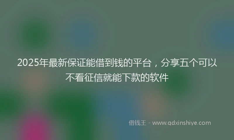 2025年最新保证能借到钱的平台，分享五个可以不看征信就能下款的软件