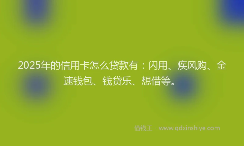 2025年的信用卡怎么贷款有：闪用、疾风购、金速钱包、钱贷乐、想借等。