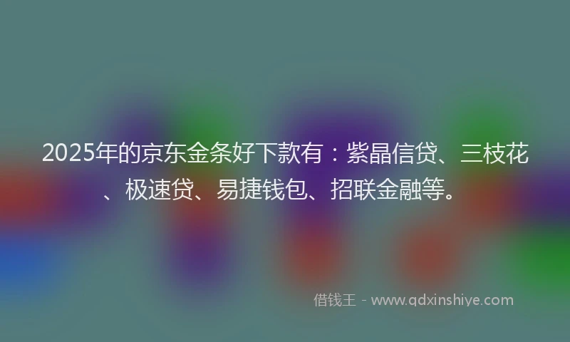 2025年的京东金条好下款有：紫晶信贷、三枝花、极速贷、易捷钱包、招联金融等。