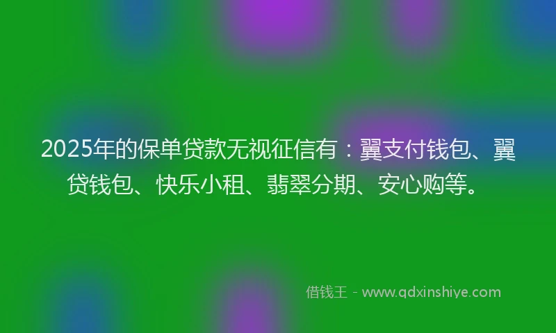 2025年的保单贷款无视征信有：翼支付钱包、翼贷钱包、快乐小租、翡翠分期、安心购等。