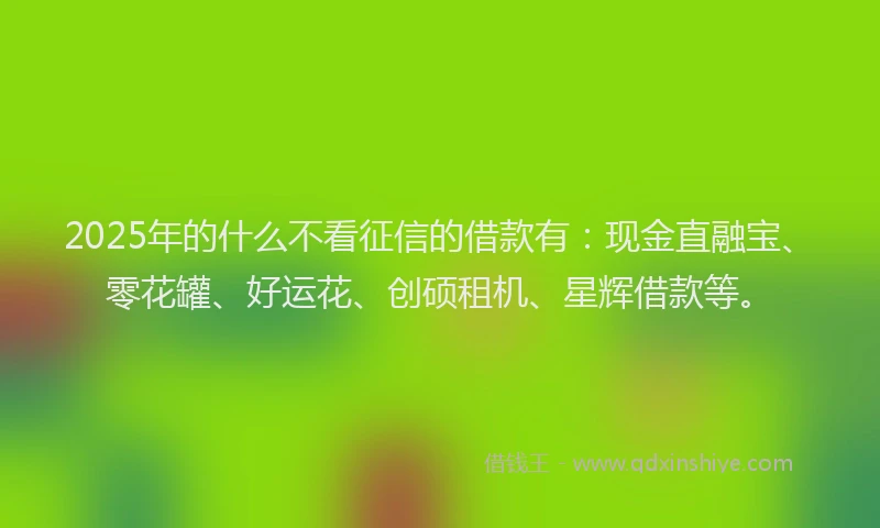 2025年的什么不看征信的借款有：现金直融宝、零花罐、好运花、创硕租机、星辉借款等。