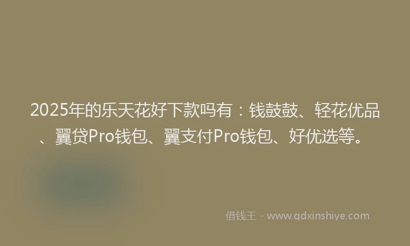 2025年的乐天花好下款吗有：钱鼓鼓、轻花优品、翼贷Pro钱包、翼支付Pro钱包、好优选等。