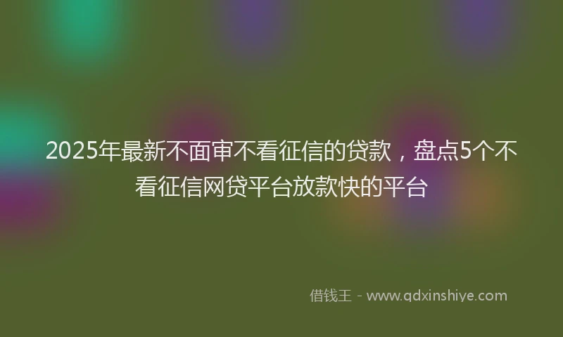2025年最新不面审不看征信的贷款，盘点5个不看征信网贷平台放款快的平台