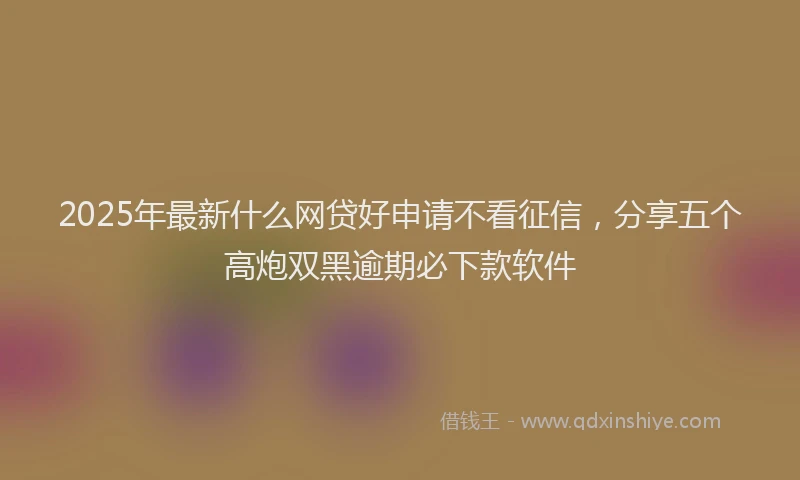 2025年最新什么网贷好申请不看征信，分享五个高炮双黑逾期必下款软件