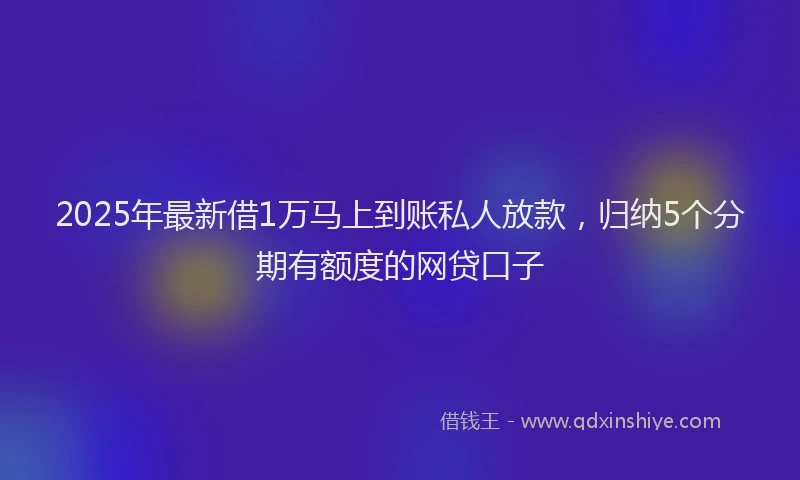 2025年最新借1万马上到账私人放款，归纳5个分期有额度的网贷口子